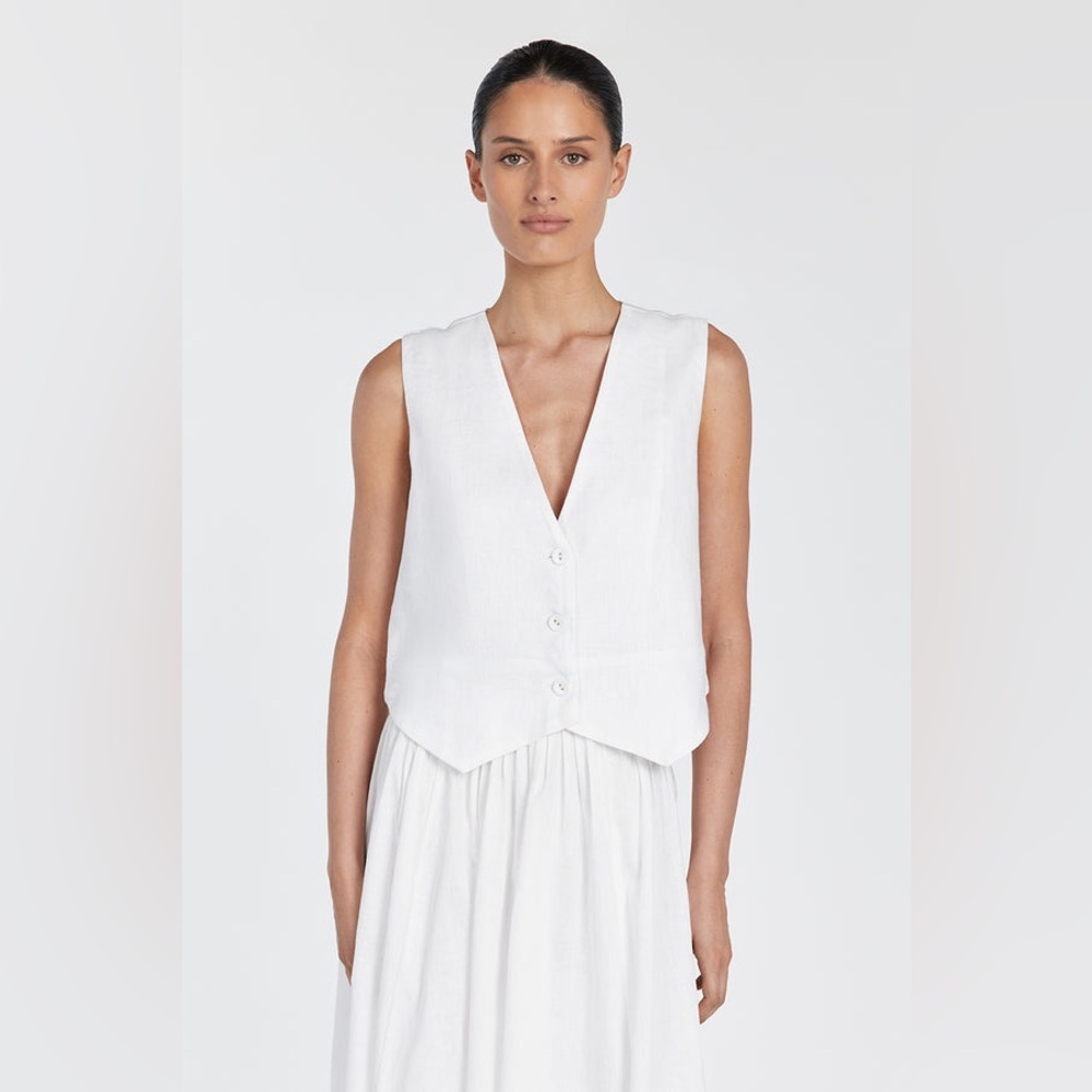 DISSH Banks White Linen Vest, US 4
